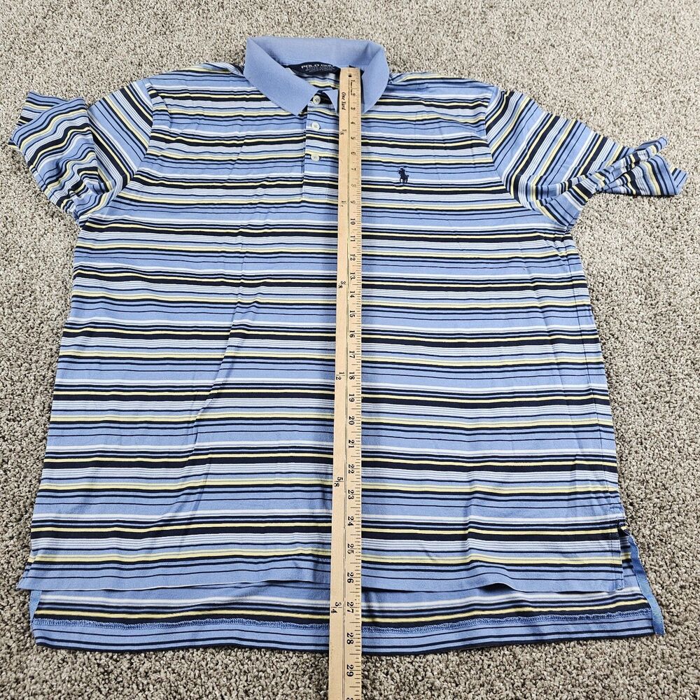Vintage Polo Ralph Lauren Shirt Mens Large Blue Striped Pima Casual Golf Preppy - Picture 9 of 11